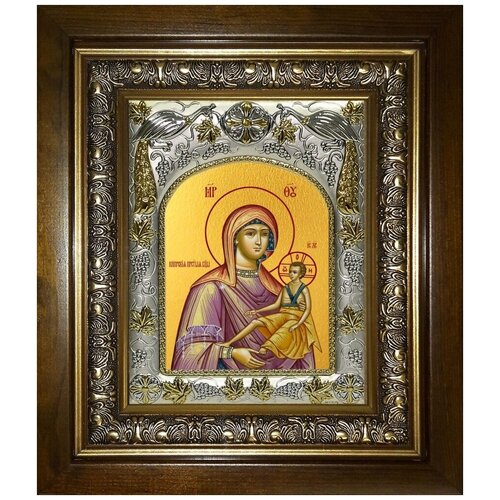 Икона Кипрская икона Божией Матери, в деревяном киоте икона воспитание икона божией матери в деревяном киоте