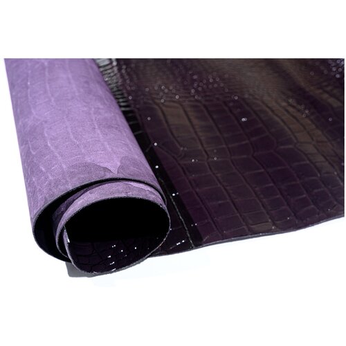 Натуральная кожа КРС 1.2-1.4 мм. с плитой Кайман. Цвет слива. 112 дм2.