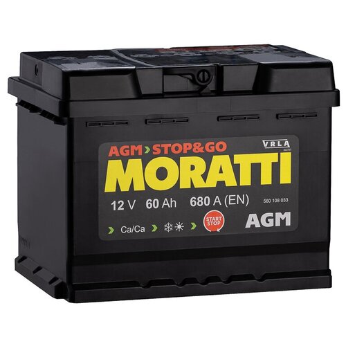 Автомобильный аккумулятор MORATTI AGM 60 а/ч (0) L2 (арт.560108033)