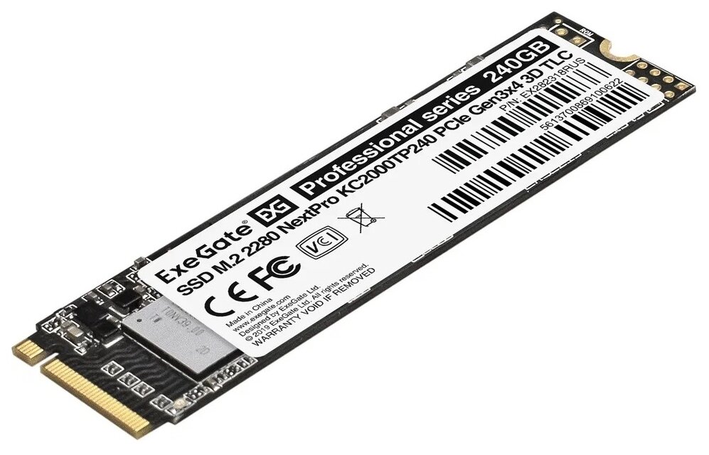 ExeGate SSD M.2 2280 240GB ExeGate NextPro KC2000TP240 (PCIe Gen3x4, NVMe, 22x80mm, 3D TLC)