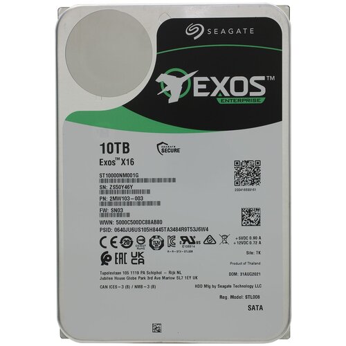 Жесткий диск Seagate Exos X16 10 ТБ ST10000NM001G жесткий диск seagate exos x16 10 тб 3 5 st10000nm001g
