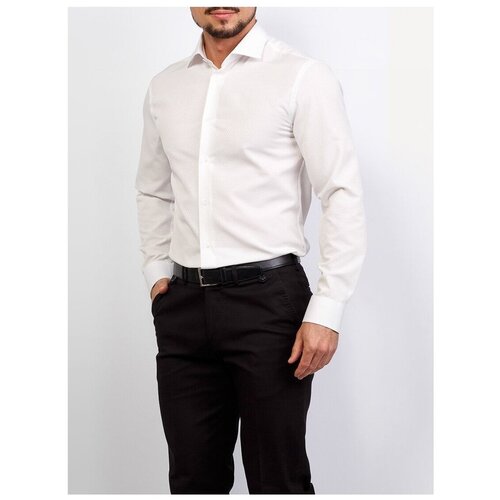 фото Рубашка мужская длинный рукав greg 513/139/046/zv, приталенный силуэт / slim fit, цвет бежевый, рост 174-184, размер ворота 44