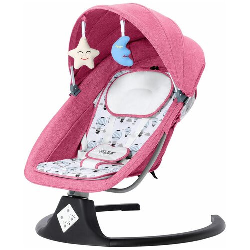 Электрокачели детские шезлонг для новорожденных Кресло - качалка Dearest Black Grey S0005 Розовый / черный