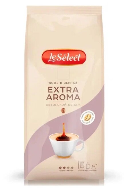 Кофе в зёрнах Extra Aroma, Le Select, арабика робуста, высокое содержание кофеина, средняя свежая обжарка - фотография № 1
