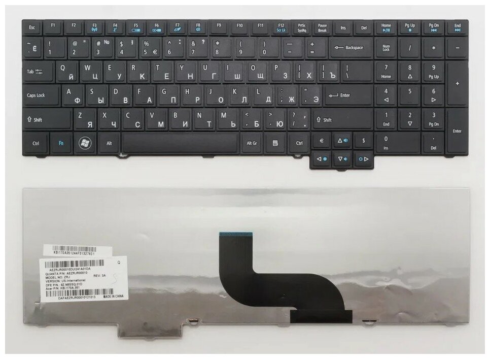 Клавиатура для ноутбука Acer 9Z. N6SPW.301 черная