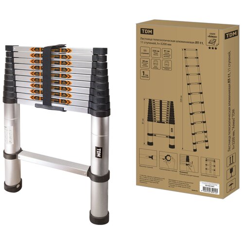1 штука Лестница телескопическая алюминиевая ЛТ-11 11 ступеней h3200 мм Алмаз TDM 12250₽