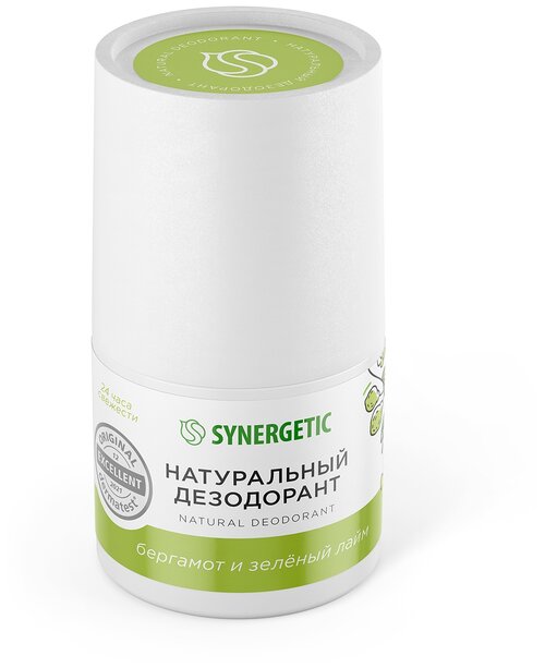 Synergetic Натуральный дезодорант Бергамот - зеленый лайм, флакон, 50 мл, 50 г, 1 шт.