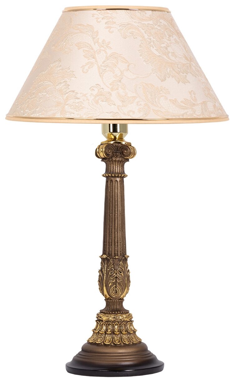 Настольная лампа Bogacho Колонна испанская бронзовая с кремовым абажуром Каледония