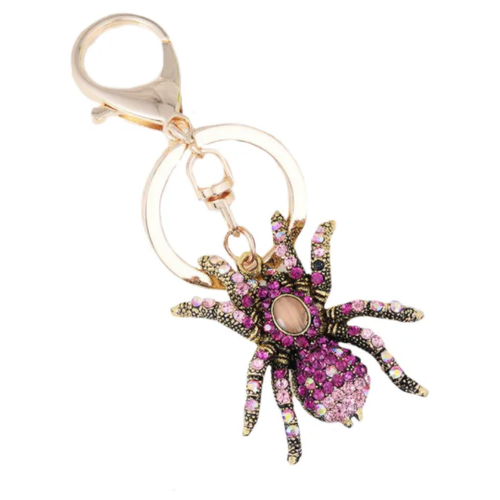 Брелок для ключей со стразами Паук 12*4 см