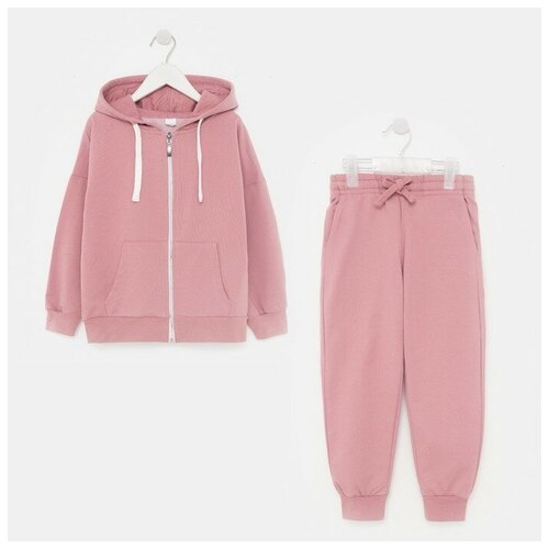 RADI Костюм (брюки/толстовка) для девочки , цвет пыльно-розовый, рост 158