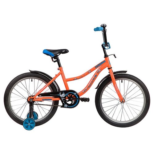 Детский велосипед NOVATRACK 20 NEPTUNE оранжевый, тормоз нож, крылья корот, защита А-тип