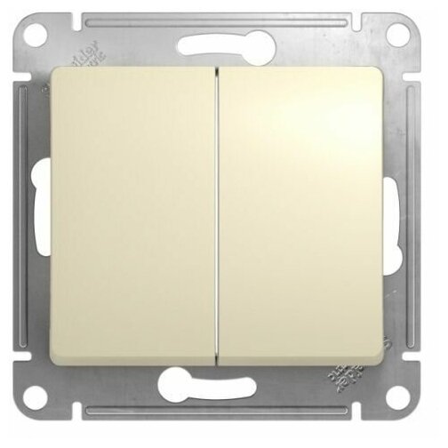 Glossa GSL000153 Выключатель двухклавишный с подсветкой (10 А, под рамку, скрытая установка, белый) Schneider Electric - фото №1