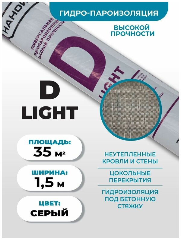 Гидро-пароизоляция высокой прочности LITE-D (1,5*23.33м) 35 м2