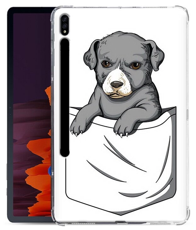Чехол задняя-панель-накладка-бампер MyPads собачка в кармане для Samsung Galaxy Tab S7+ plus 12.4 SM-T970/T975 (2020)/Samsung Galaxy Tab S8 Plus (SM-X800N) 2022 противоударный