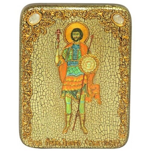 Подарочная икона Святой мученик Валерий Севастийский на мореном дубе 15*20см 999-RTI-347m