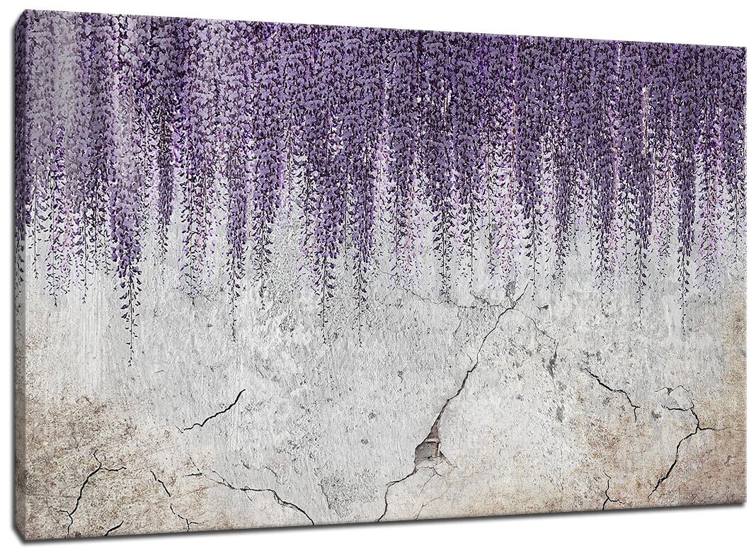 Картина Уютная стена "Стена с цветущей глицинией" 100х60 см