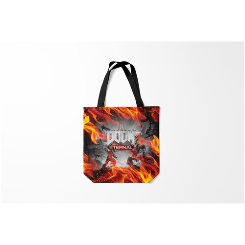 фото Сумка-шоппер / 40х40 см / геймерам / doom eternal дум палач рока в огне burnettie