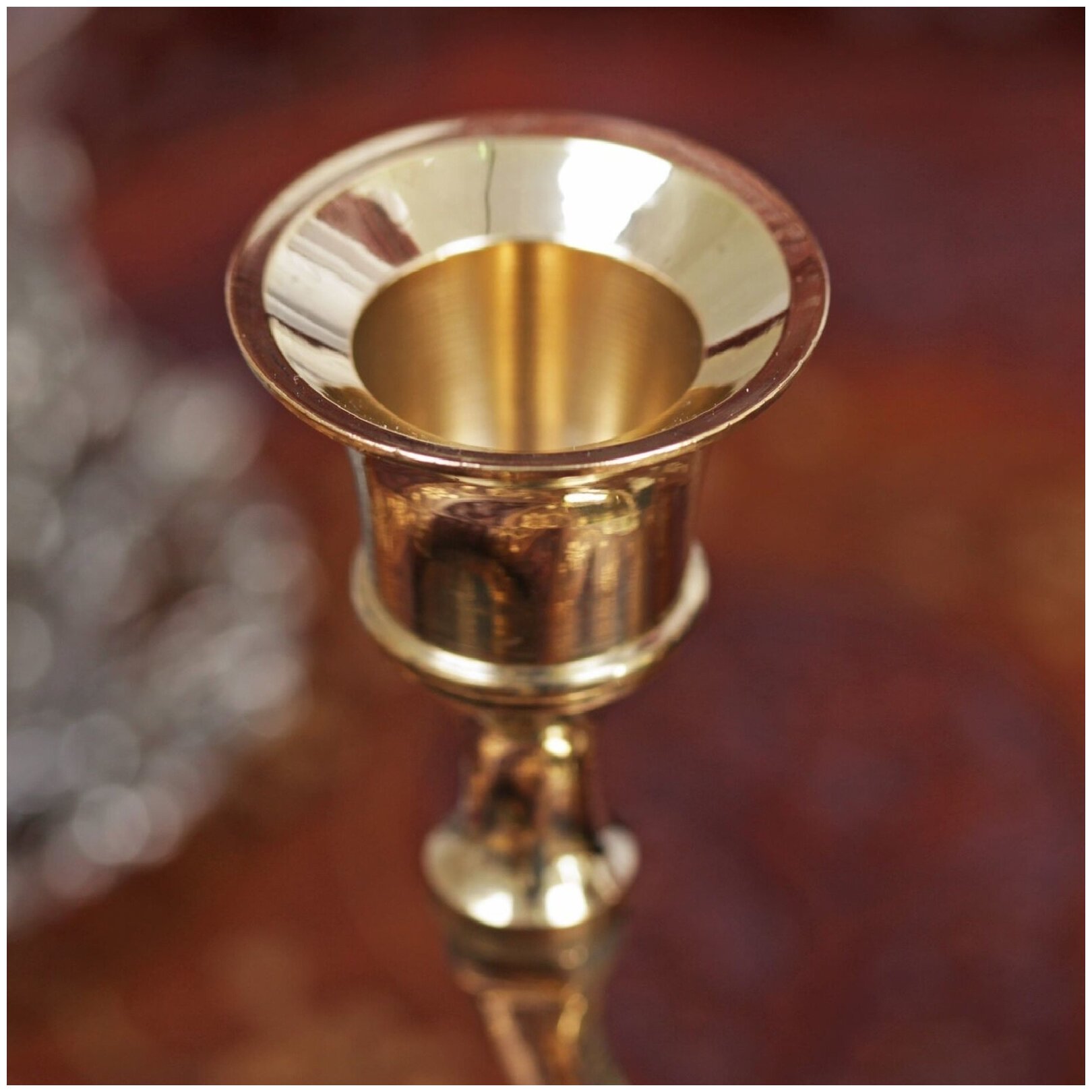 Подсвечник латунь на 3 свечи "Трезубец" 13,5х15,2х7 см (1 шт.) - фотография № 3