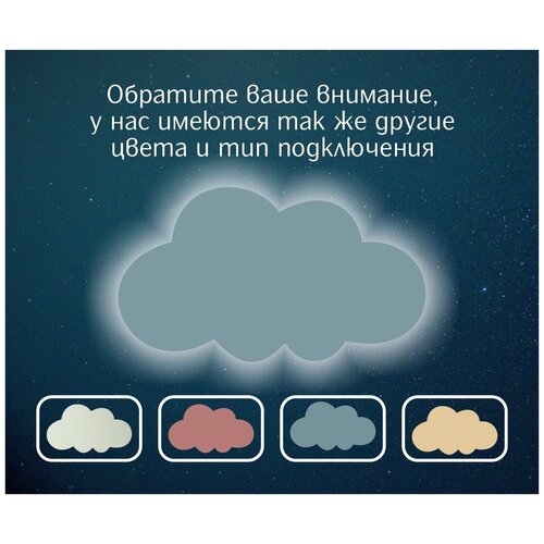 Светильник ночник в розетку детский светодиодный Облако, холодный свет, 1 шт, голубой