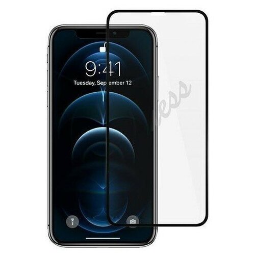 Защитное стекло CG Mobile Guess Tempered glass Script Magic logo для iPhone 12 mini с черной рамкой (GUSPP12SSLTR)