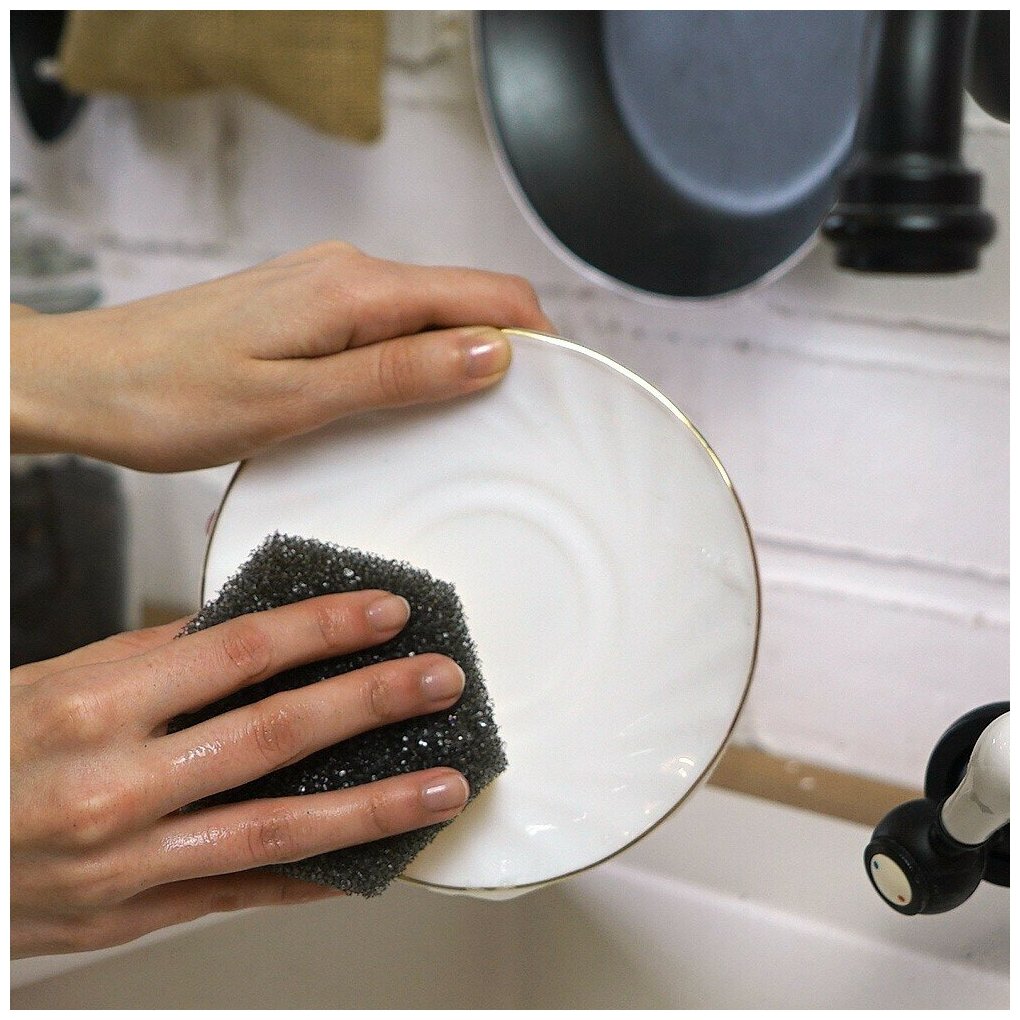 Губка для посуды PRIDE Тефлон, кухонные губки для уборки и мытья посуды, 2 шт - фотография № 3