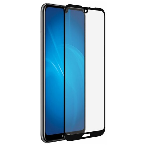 DF hwColor-93 (black) Закаленное стекло с цветной рамкой (fullscreen+fullglue) для Huawei Y6 (2019)/