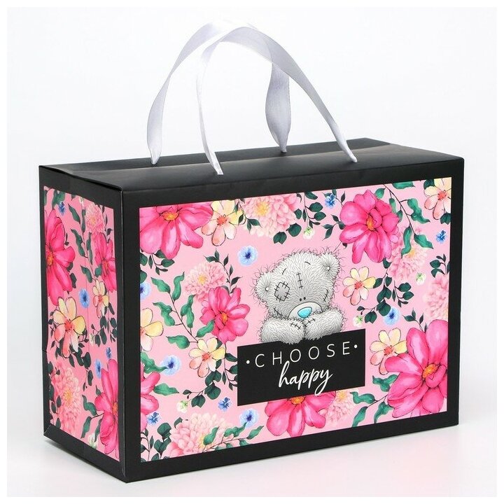 Подарочная коробка с ручками складная Me To You "Choose happy", пакет для подарка, разноцветный, размер 28х20х13 см
