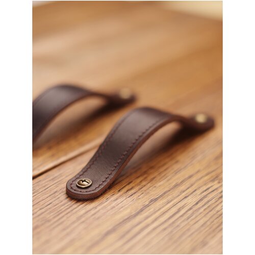 Ручка для мебели из кожи 1шт размер S форма овал шоколадный цвет, фурнитура для мебели, аксессуары для мебели шкафа комода