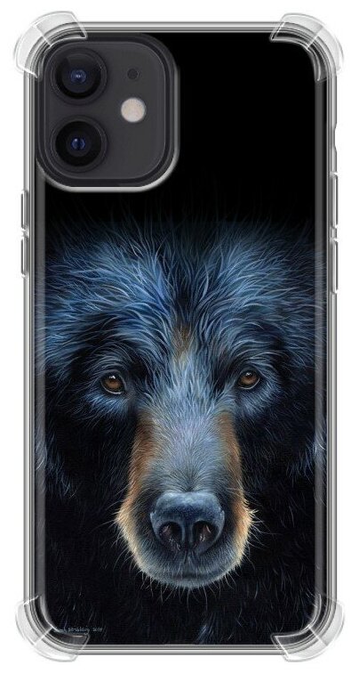 Дизайнерский силиконовый с усиленными углами чехол для Айфон 12 мини / Iphone 12 Mini Медведь