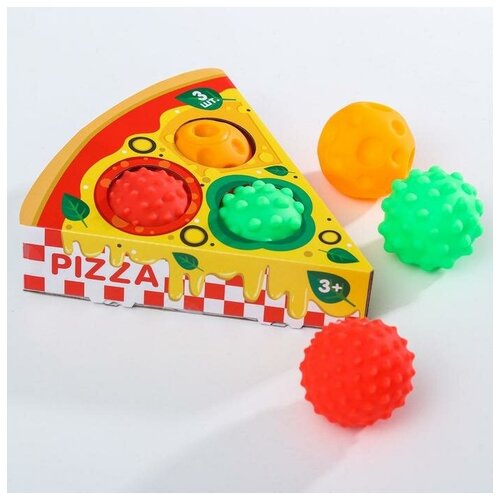 Подарочный набор развивающих, массажных мячиков «Пицца», 3 шт подарочный набор развивающих массажных мячиков пицца 3 шт