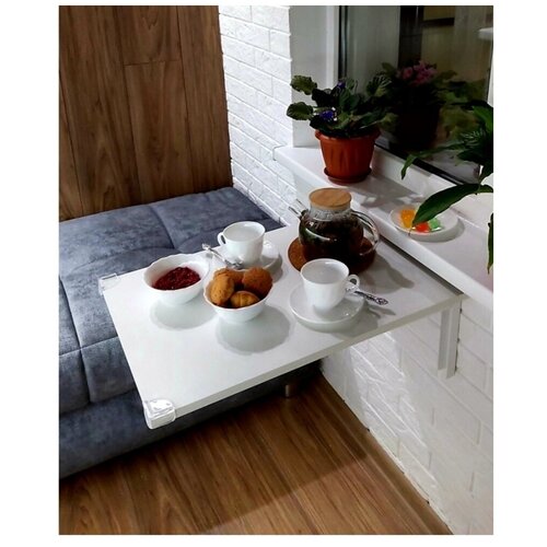 Стол белый, Стол складной к стене, стол консольный, стол компактный, стол макияжный