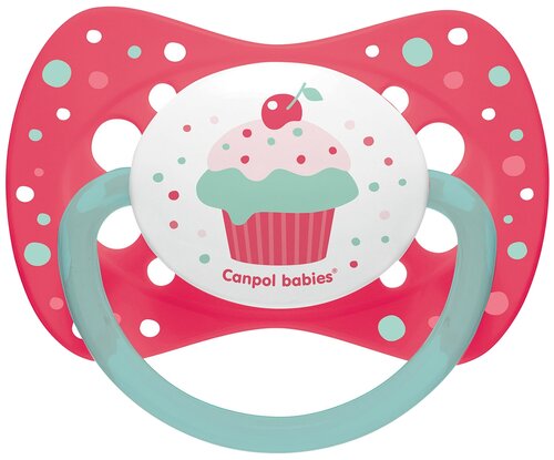 Пустышка симметричная силиконовая классическая Canpol Babies Cupcake, 0-6 мес., розовый