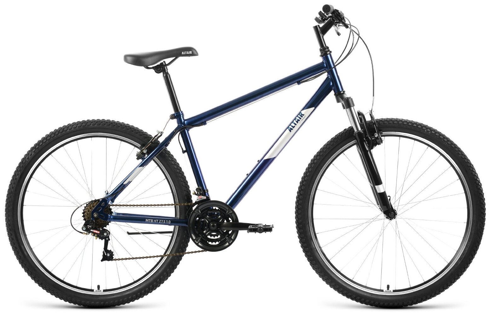 Велосипед ALTAIR MTB HT 27,5 1.0 (27,5" 21 ск. рост. 17") 2022, темно-синий/серебристый, RBK22AL2713