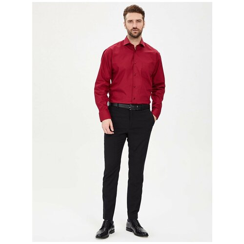 фото Рубашка мужская длинный рукав greg 630/119/ch, прямой силуэт / сlassic fit, цвет бордовый, рост 174-184, размер ворота 44