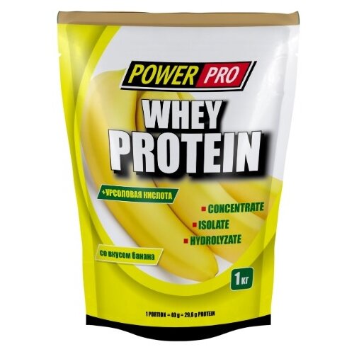 Протеин Power Pro Whey Protein, 1000 гр., банан протеин power pro whey protein 600 гр шоколад