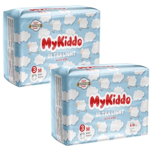 фото Подгузники трусики детские с индикатором влаги mykiddo elite kids pants m ( 6 -10 кг) 76 шт (2 упак х 38 шт)