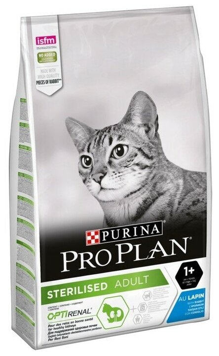 Сухой корм для стерилизованных кошек с кроликом Pro Plan Cat Adult Sterilised 10 кг - фотография № 1