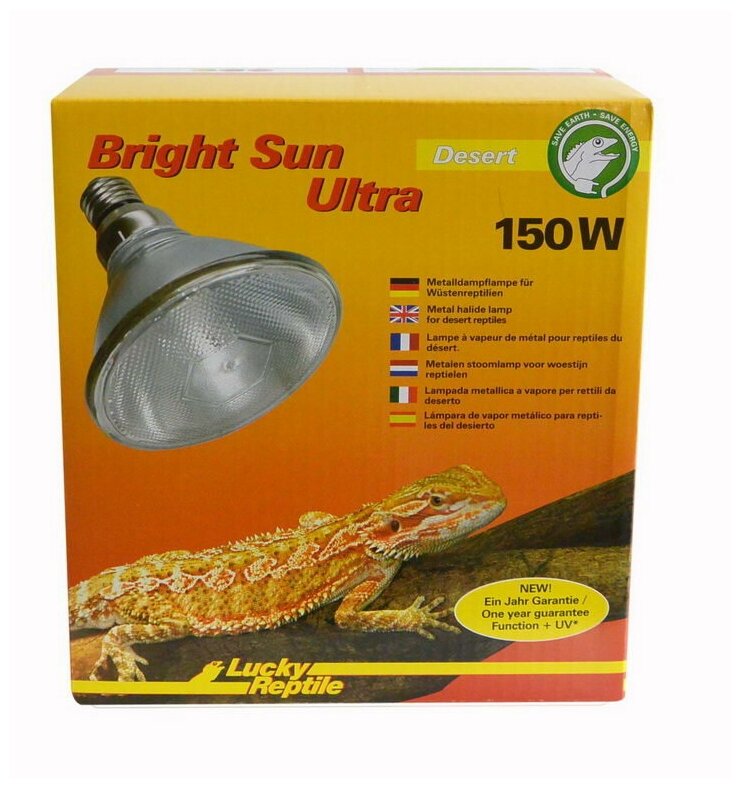 LUCKY REPTILE Лампа УФ "Bright Sun UV ULTRA Пустыня 150Вт" (Германия) - фото №1