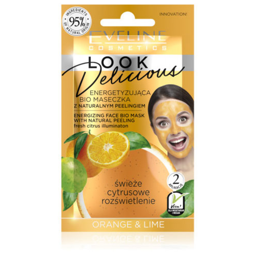 Eveline Энергизирующая bio маска для лица с натуральным скрабом Look Delicious Orange & Lime, 10мл