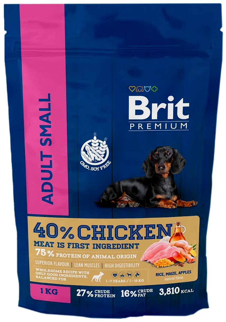 Сухой корм BRIT PREMIUM DOG ADULT SMALL для взрослых собак маленьких пород с курицей (1 кг)
