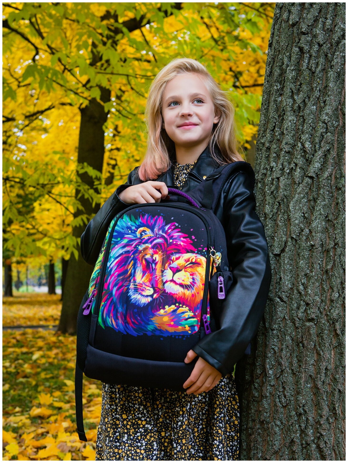 Рюкзак школьный для девочки подростка 17,2 л, А4, женский городской с анатомической спинкой SkyName (СкайНейм), размер 27х16х40 см + пенал