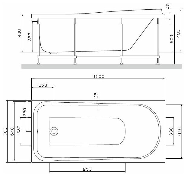 Каркас для ванны Am.Pm Like 150х70 см W80A-150-070W-R - фото №3