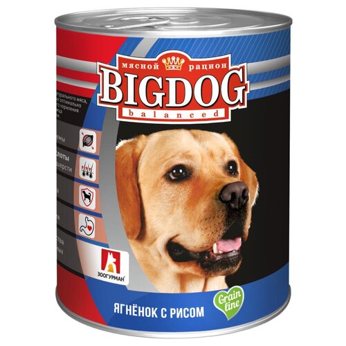 Влажный корм для собак зоогурман Big Dog Ягнёнок с рисом 850 г, (1 шт) Grain line