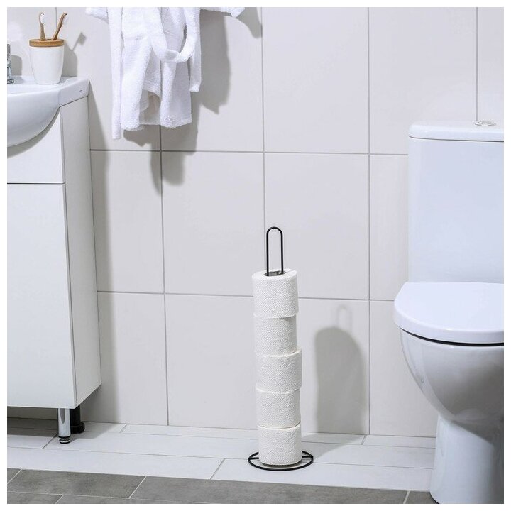 Держатель для рулонов туалетной бумаги Доляна, 50×15×15 см, цвет чёрный - фотография № 4