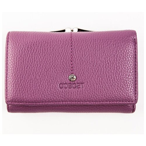 фото Кошелек женский складной маленький с поцелуйчиком сиреневый coscet
