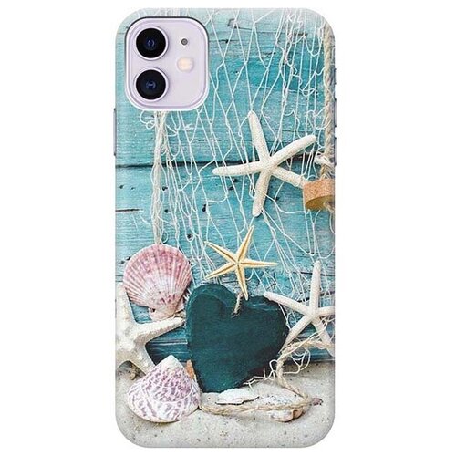 фото Ультратонкий силиконовый чехол-накладка для apple iphone 11 с принтом "морские звезды" gosso