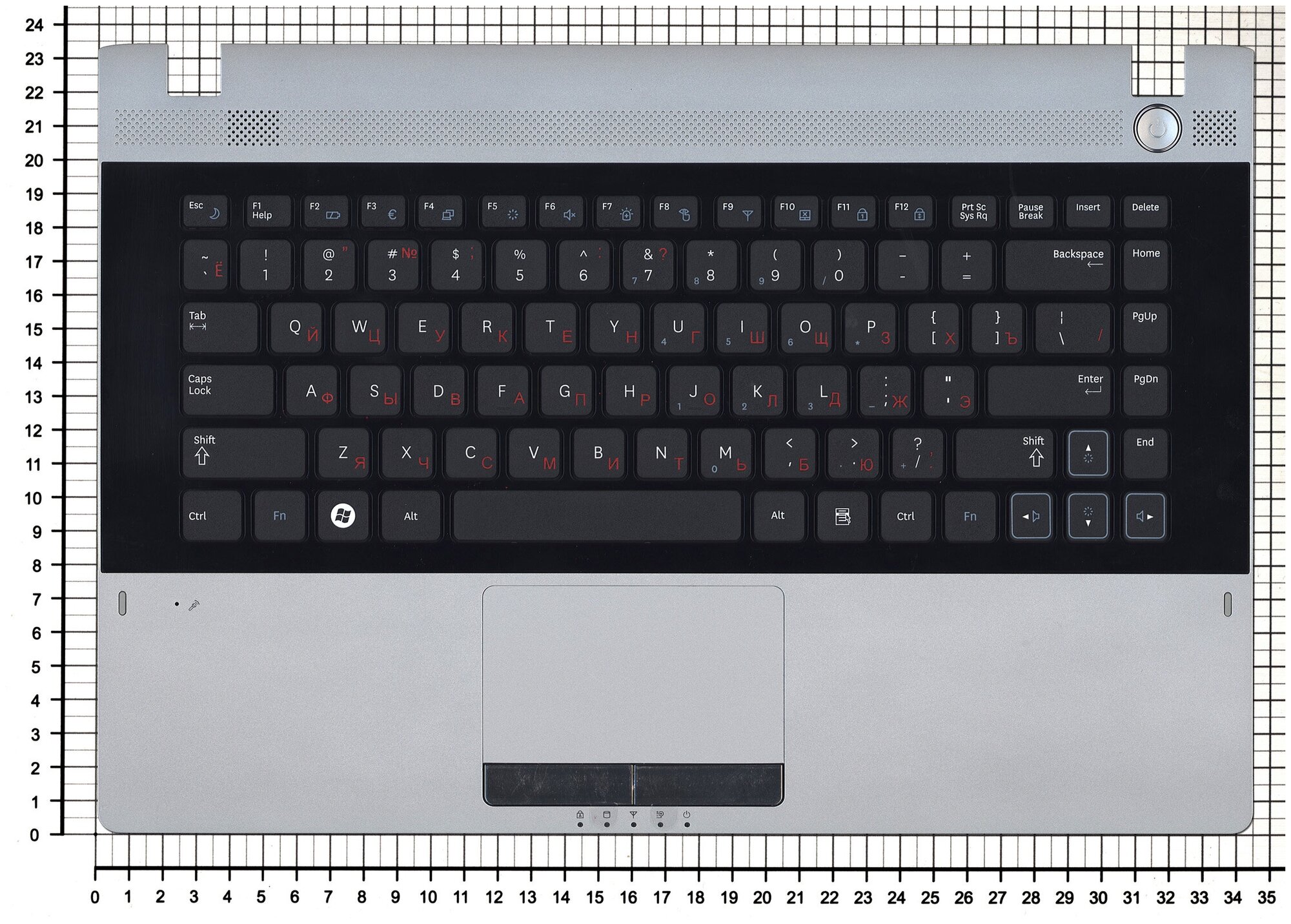 Клавиатура для ноутбука Samsumg BA59-02939D серая топ-панель