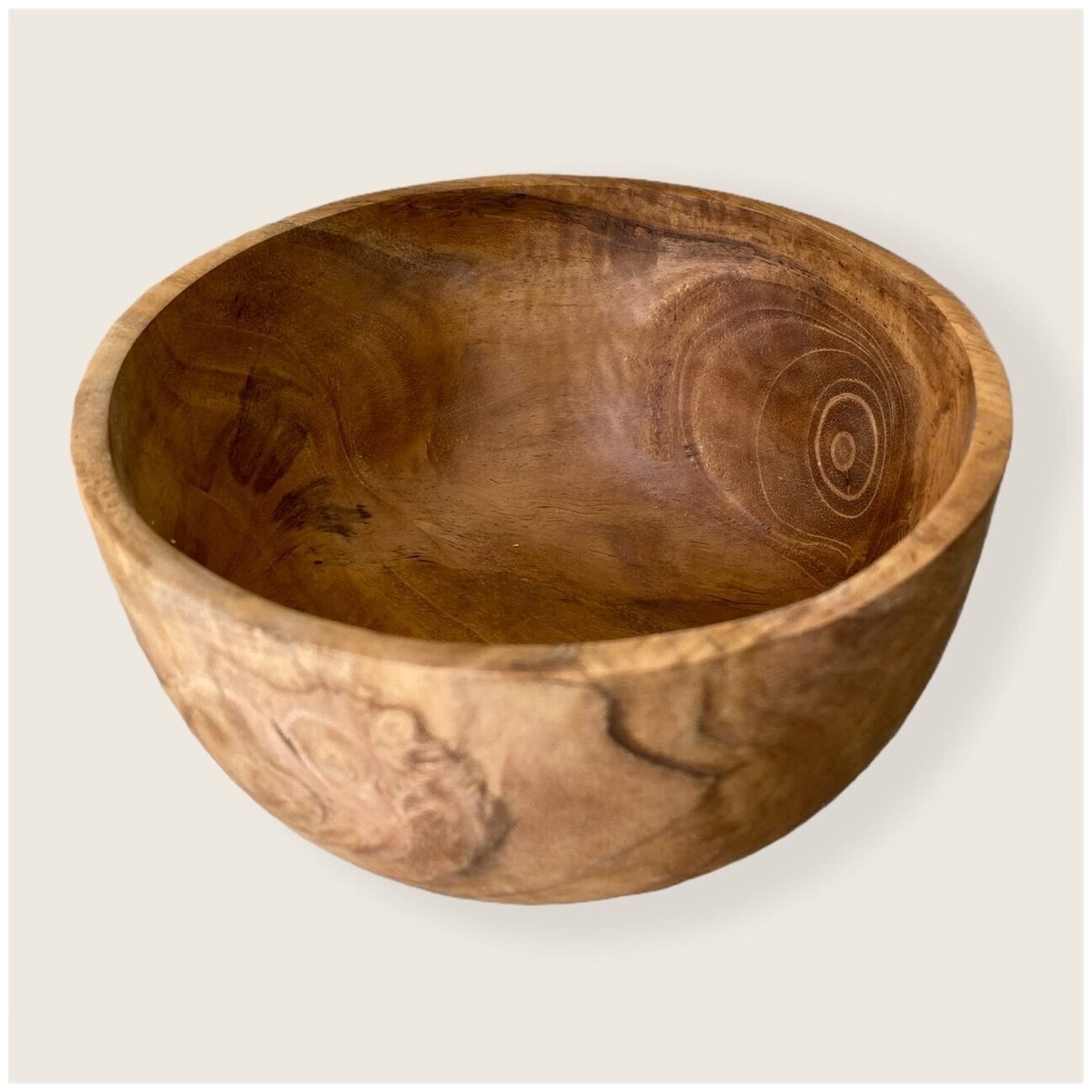 фото Деревянная Салатница из массива тика 15 см Индонезия VITtovar