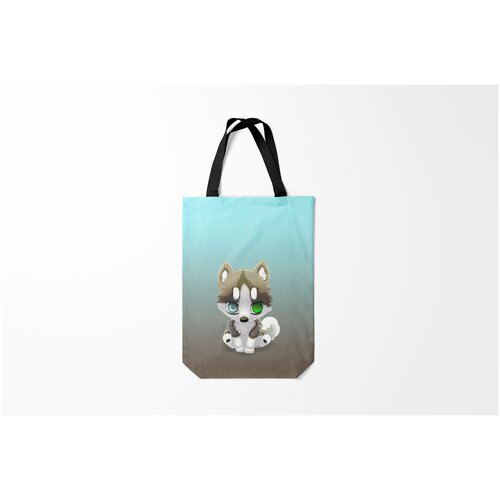 фото Сумка-шоппер / 31х42 см / собаки / сибирский хаски малыш burnettie