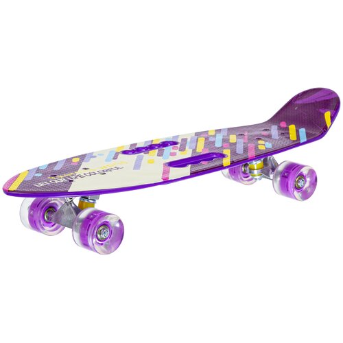 фото Скейтборд пластиковый pp с принтом, широкие светящиеся колеса pu, стойка: алюминиевая star team